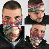 Russia Christmas Neck Gaiter with Dancing Santa Christmas Tree Lights and Red Snowflake - Wonder Print Shop