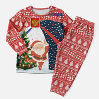 Russia Christmas Pajama Set with Dancing Santa Christmas Tree Lights and Red Snowflake - Wonder Print Shop