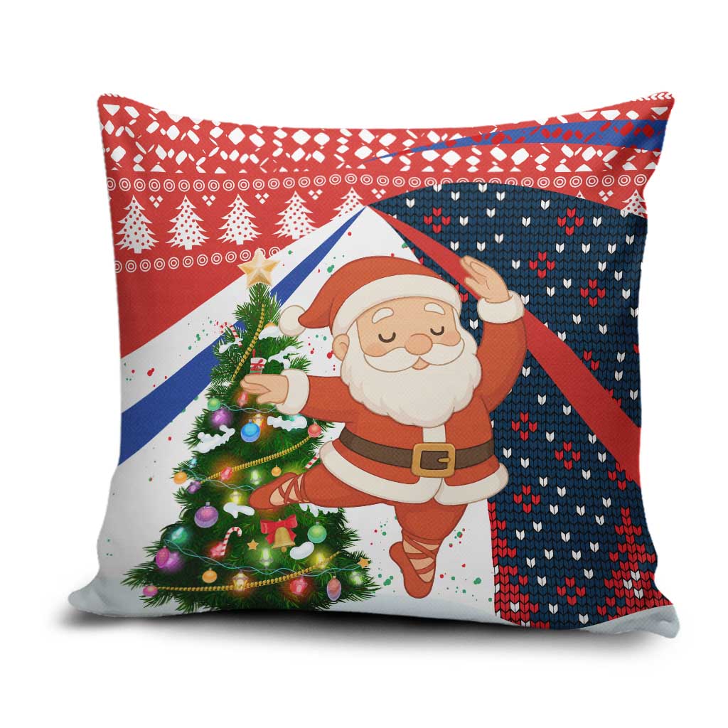 Russia Christmas Pillow Cover with Dancing Santa Christmas Tree Lights and Red Snowflake - Wonder Print Shop
