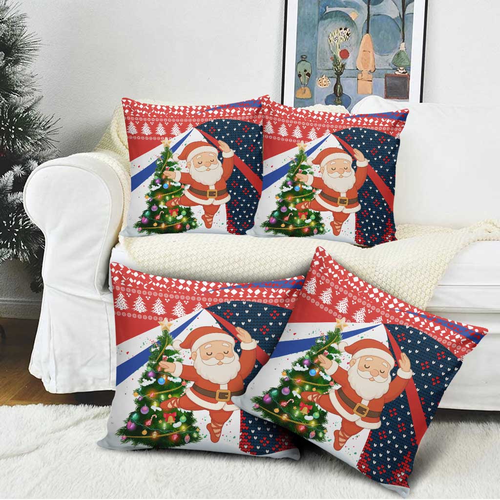 Russia Christmas Pillow Cover with Dancing Santa Christmas Tree Lights and Red Snowflake - Wonder Print Shop