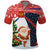 Russia Christmas Polo Shirt with Dancing Santa Christmas Tree Lights and Red Snowflake - Wonder Print Shop