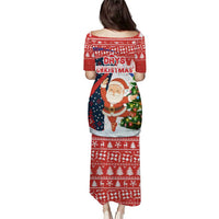 Russia Christmas Puletasi with Dancing Santa Christmas Tree Lights and Red Snowflake - Wonder Print Shop