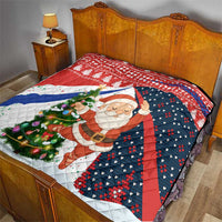 Russia Christmas Quilt with Dancing Santa Christmas Tree Lights and Red Snowflake - Wonder Print Shop