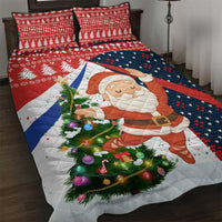 Russia Christmas Quilt Bed Set with Dancing Santa Christmas Tree Lights and Red Snowflake - Wonder Print Shop