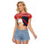 Russia Christmas Raglan Cropped T Shirt with Dancing Santa Christmas Tree Lights and Red Snowflake - Wonder Print Shop
