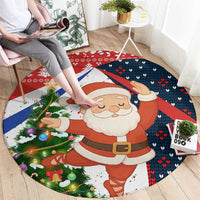 Russia Christmas Round Carpet with Dancing Santa Christmas Tree Lights and Red Snowflake - Wonder Print Shop