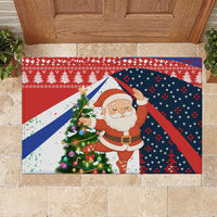 Russia Christmas Rubber Doormat with Dancing Santa Christmas Tree Lights and Red Snowflake - Wonder Print Shop