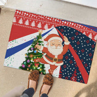 Russia Christmas Rubber Doormat with Dancing Santa Christmas Tree Lights and Red Snowflake - Wonder Print Shop