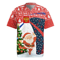 Russia Christmas Rugby Jersey with Dancing Santa Christmas Tree Lights and Red Snowflake - Wonder Print Shop