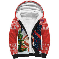Russia Christmas Sherpa Hoodie with Dancing Santa Christmas Tree Lights and Red Snowflake - Wonder Print Shop