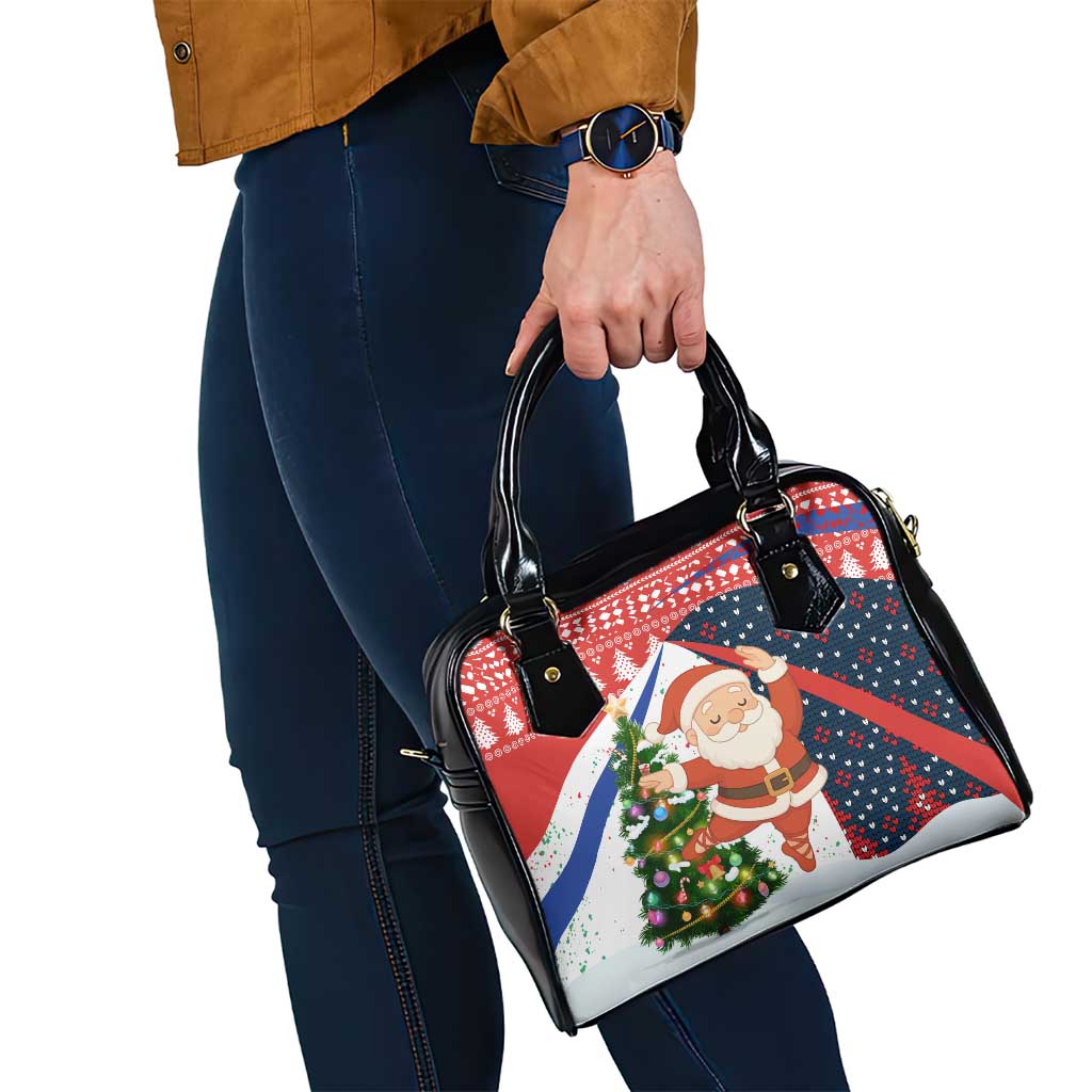 Russia Christmas Shoulder Handbag with Dancing Santa Christmas Tree Lights and Red Snowflake - Wonder Print Shop