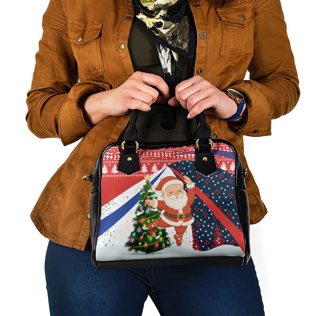 Russia Christmas Shoulder Handbag with Dancing Santa Christmas Tree Lights and Red Snowflake - Wonder Print Shop