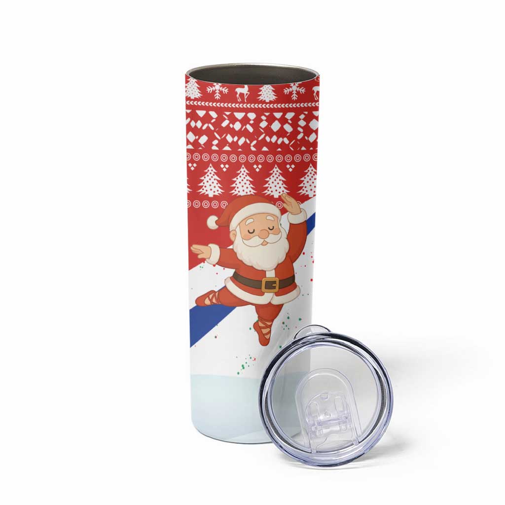 Russia Christmas Skinny Tumbler with Dancing Santa Christmas Tree Lights and Red Snowflake - Wonder Print Shop