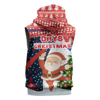 Russia Christmas Sleeveless Hoodie with Dancing Santa Christmas Tree Lights and Red Snowflake - Wonder Print Shop
