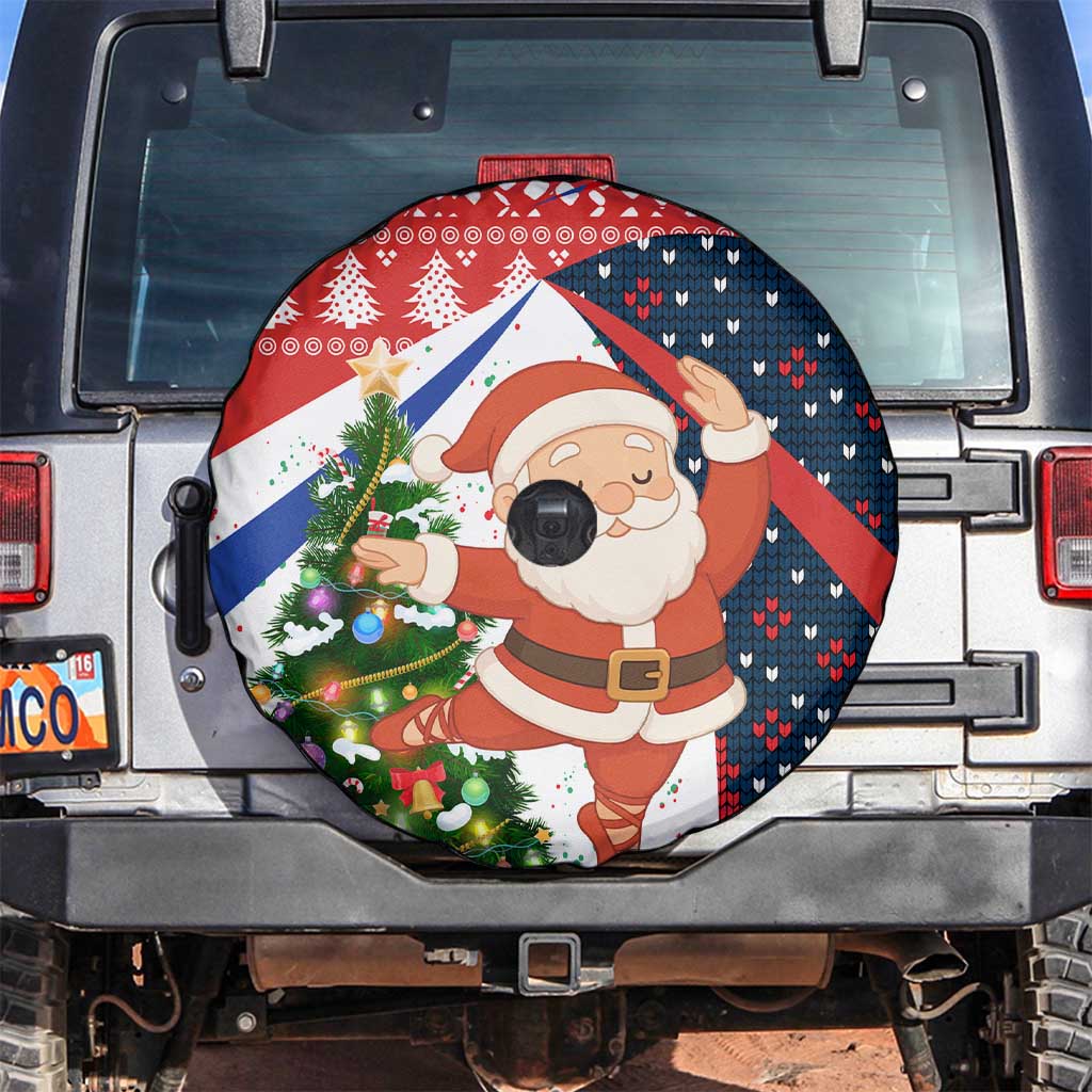 Russia Christmas Spare Tire Cover with Dancing Santa Christmas Tree Lights and Red Snowflake - Wonder Print Shop