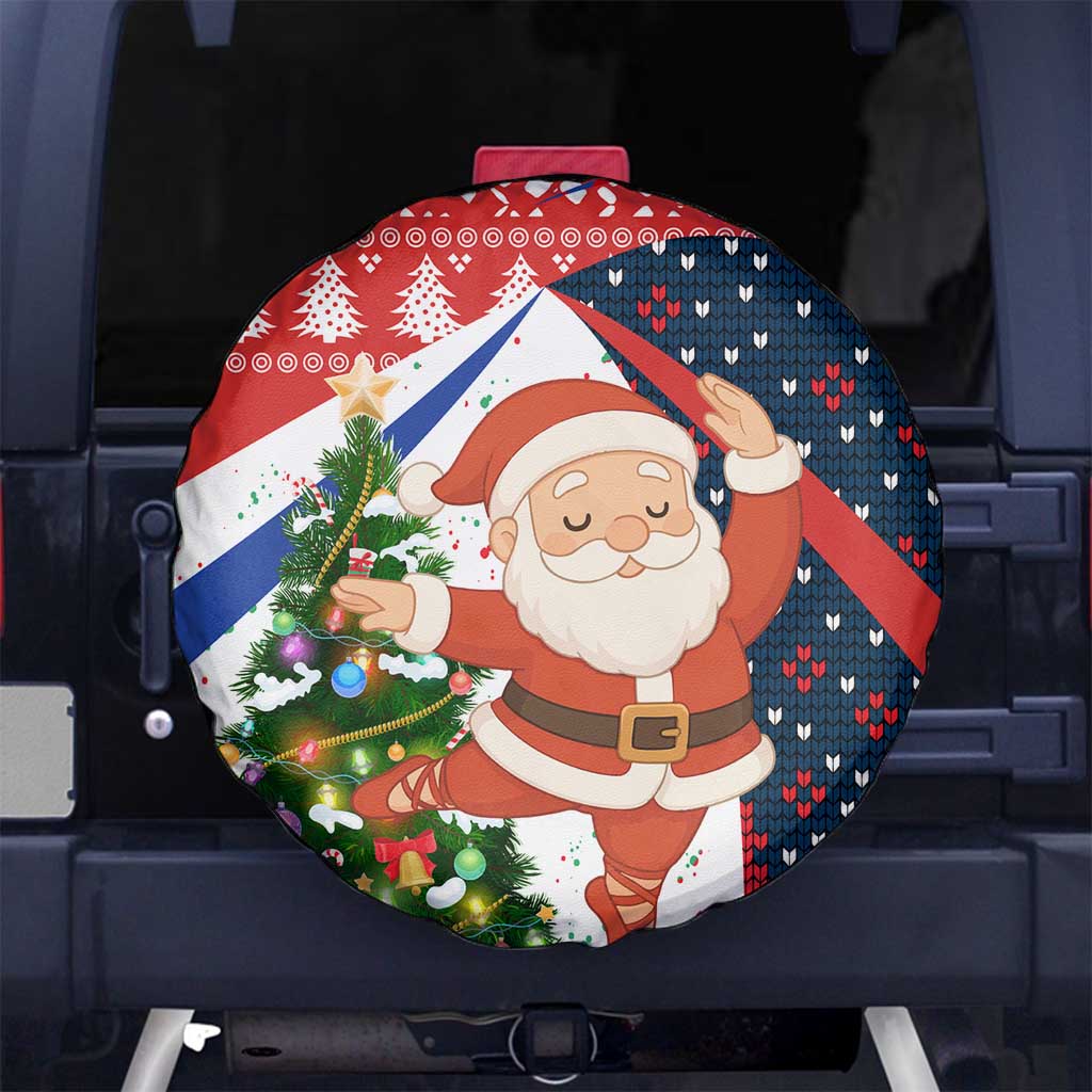 Russia Christmas Spare Tire Cover with Dancing Santa Christmas Tree Lights and Red Snowflake - Wonder Print Shop