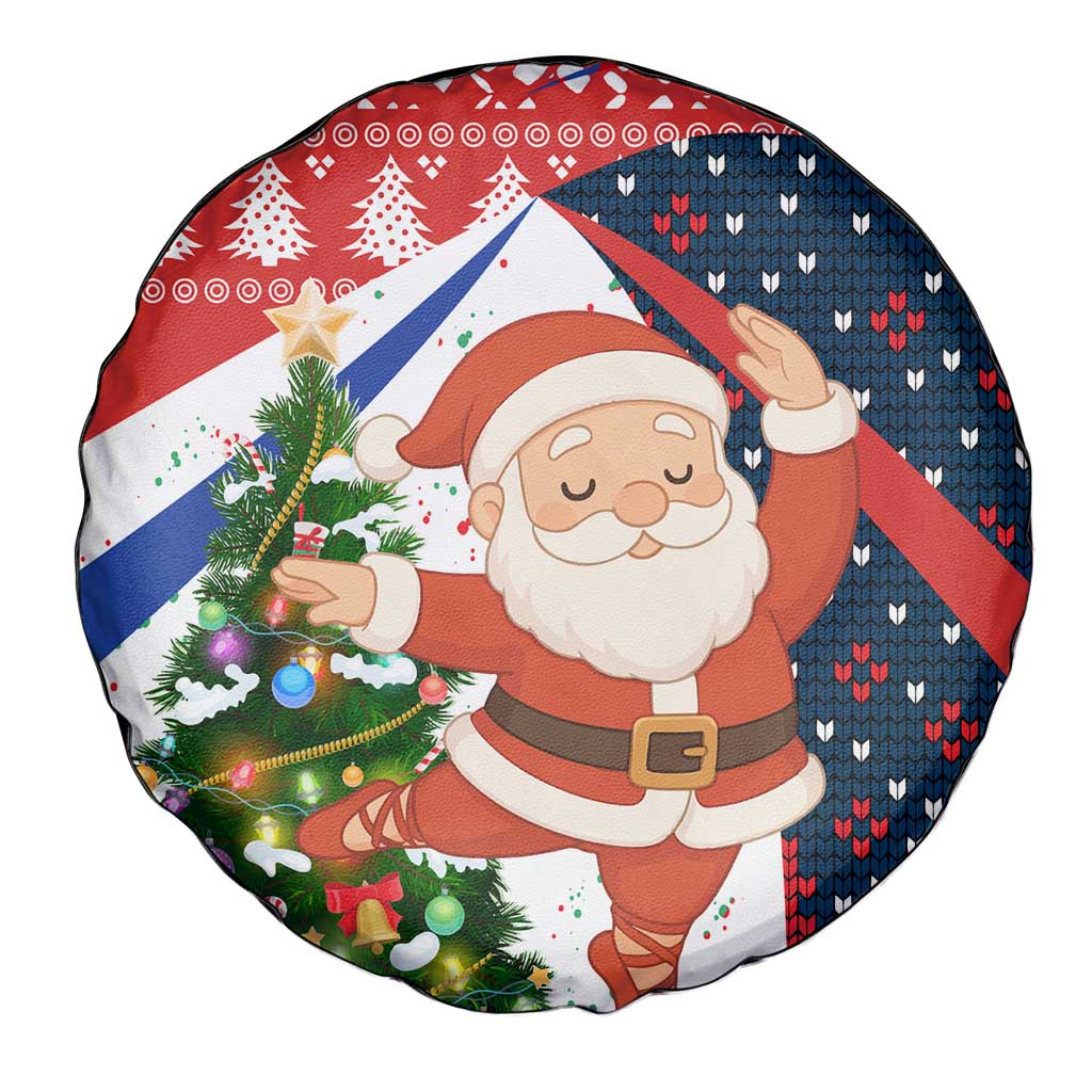 Russia Christmas Spare Tire Cover with Dancing Santa Christmas Tree Lights and Red Snowflake - Wonder Print Shop