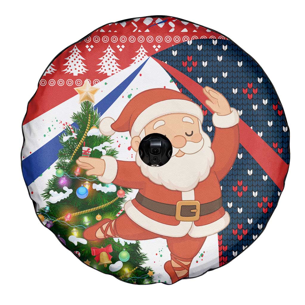 Russia Christmas Spare Tire Cover with Dancing Santa Christmas Tree Lights and Red Snowflake - Wonder Print Shop