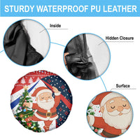 Russia Christmas Spare Tire Cover with Dancing Santa Christmas Tree Lights and Red Snowflake - Wonder Print Shop