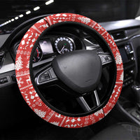 Russia Christmas Steering Wheel Cover with Dancing Santa Christmas Tree Lights and Red Snowflake - Wonder Print Shop