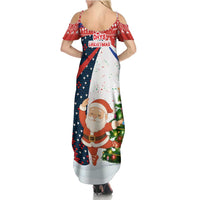 Russia Christmas Summer Maxi Dress with Dancing Santa Christmas Tree Lights and Red Snowflake - Wonder Print Shop