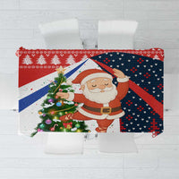 Russia Christmas Tablecloth with Dancing Santa Christmas Tree Lights and Red Snowflake - Wonder Print Shop