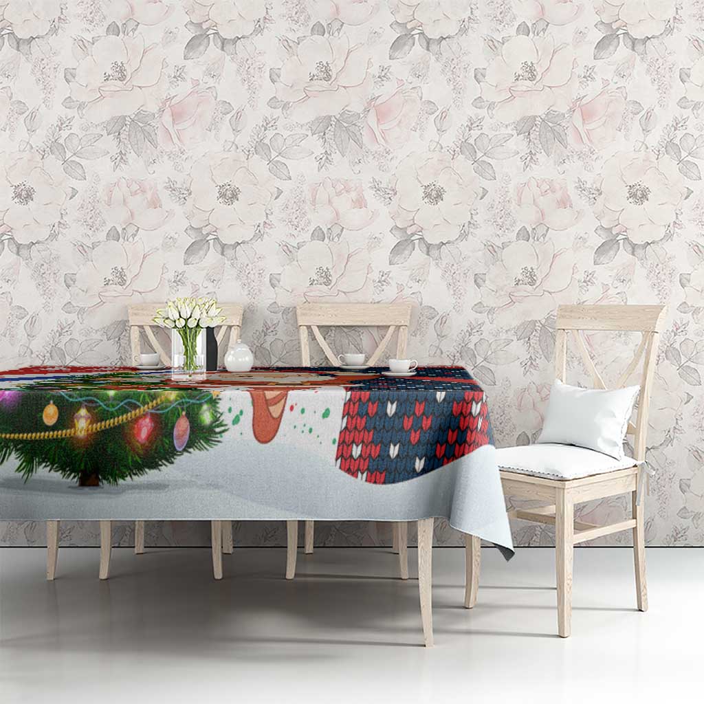Russia Christmas Tablecloth with Dancing Santa Christmas Tree Lights and Red Snowflake - Wonder Print Shop