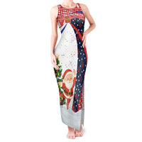 Russia Christmas Tank Maxi Dress with Dancing Santa Christmas Tree Lights and Red Snowflake - Wonder Print Shop