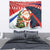 Russia Christmas Tapestry with Dancing Santa Christmas Tree Lights and Red Snowflake - Wonder Print Shop