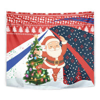 Russia Christmas Tapestry with Dancing Santa Christmas Tree Lights and Red Snowflake - Wonder Print Shop