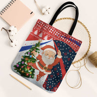 Russia Christmas Tote Bag with Dancing Santa Christmas Tree Lights and Red Snowflake - Wonder Print Shop