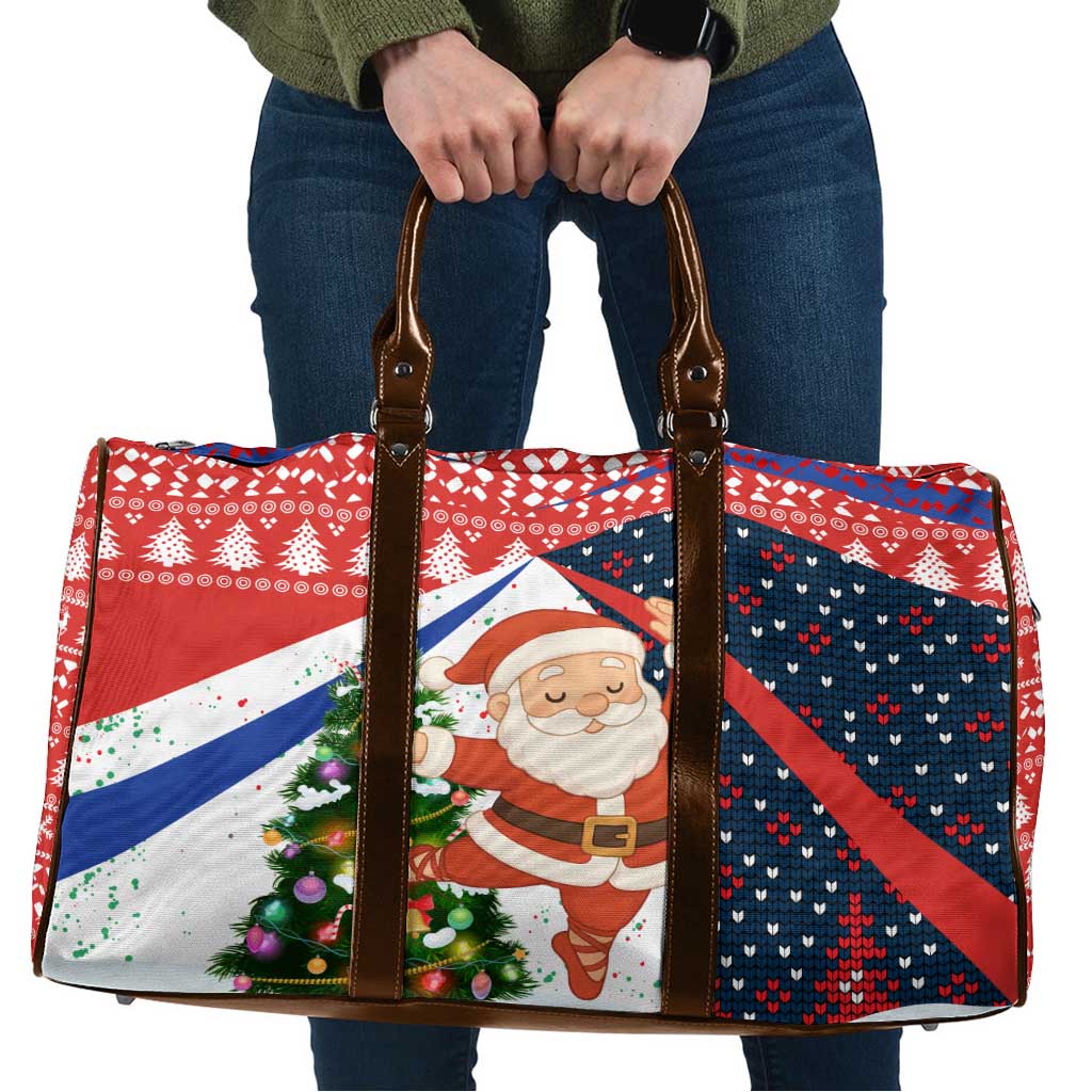 Russia Christmas Travel Bag with Dancing Santa Christmas Tree Lights and Red Snowflake - Wonder Print Shop
