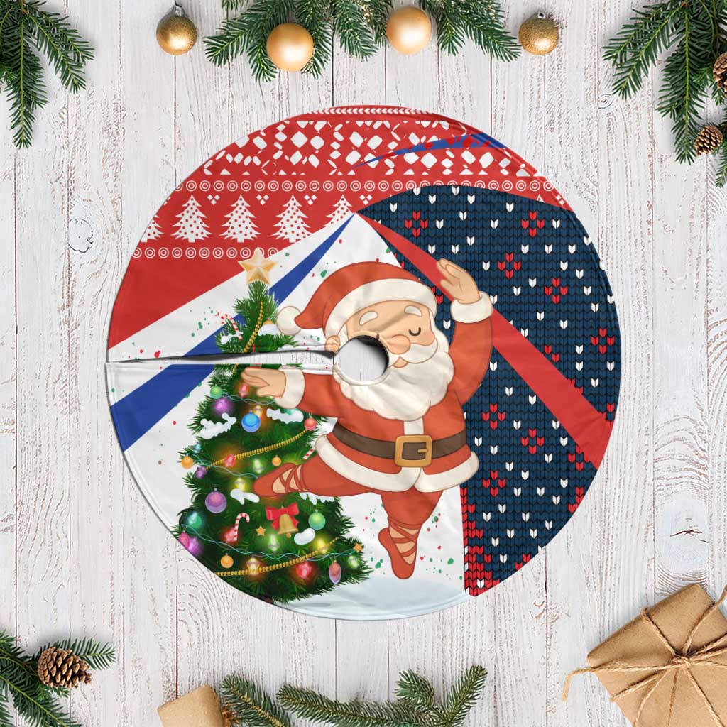 Russia Christmas Tree Skirt with Dancing Santa Christmas Tree Lights and Red Snowflake - Wonder Print Shop