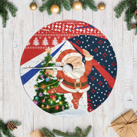 Russia Christmas Tree Skirt with Dancing Santa Christmas Tree Lights and Red Snowflake - Wonder Print Shop