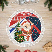 Russia Christmas Tree Skirt with Dancing Santa Christmas Tree Lights and Red Snowflake - Wonder Print Shop