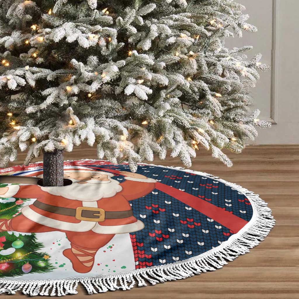 Russia Christmas Tree Skirt with Dancing Santa Christmas Tree Lights and Red Snowflake - Wonder Print Shop