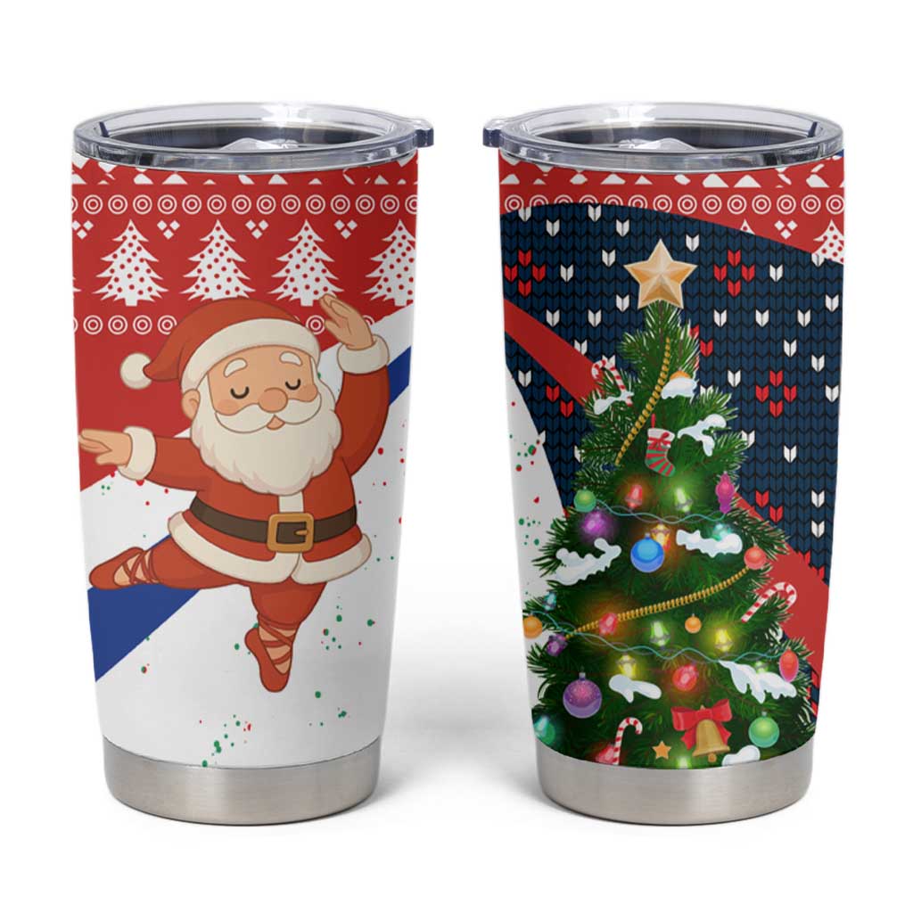Russia Christmas Tumbler Cup with Dancing Santa Christmas Tree Lights and Red Snowflake - Wonder Print Shop