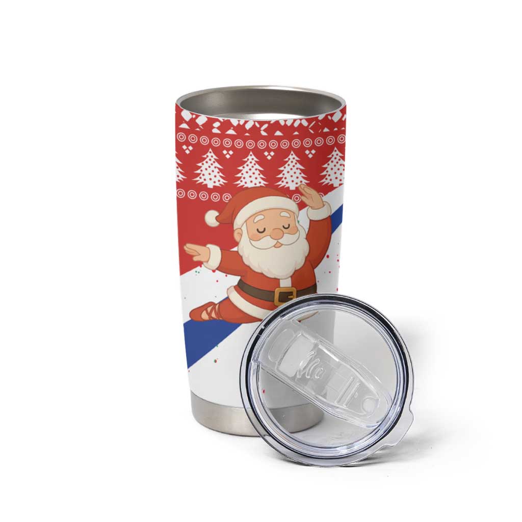 Russia Christmas Tumbler Cup with Dancing Santa Christmas Tree Lights and Red Snowflake - Wonder Print Shop