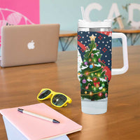 Russia Christmas Tumbler With Handle with Dancing Santa Christmas Tree Lights and Red Snowflake - Wonder Print Shop