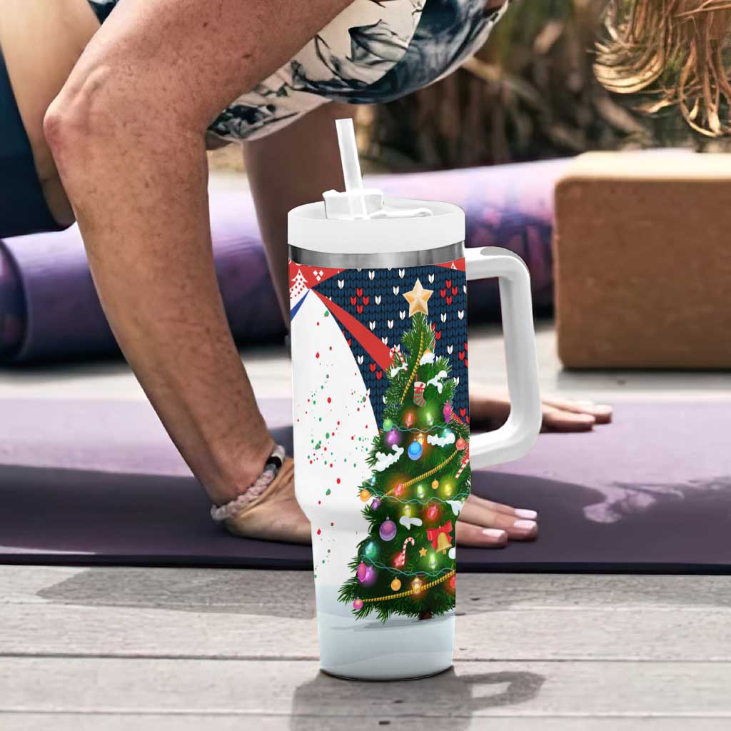 Russia Christmas Tumbler With Handle with Dancing Santa Christmas Tree Lights and Red Snowflake - Wonder Print Shop