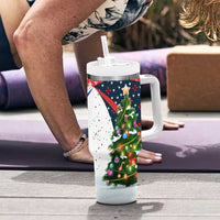 Russia Christmas Tumbler With Handle with Dancing Santa Christmas Tree Lights and Red Snowflake - Wonder Print Shop