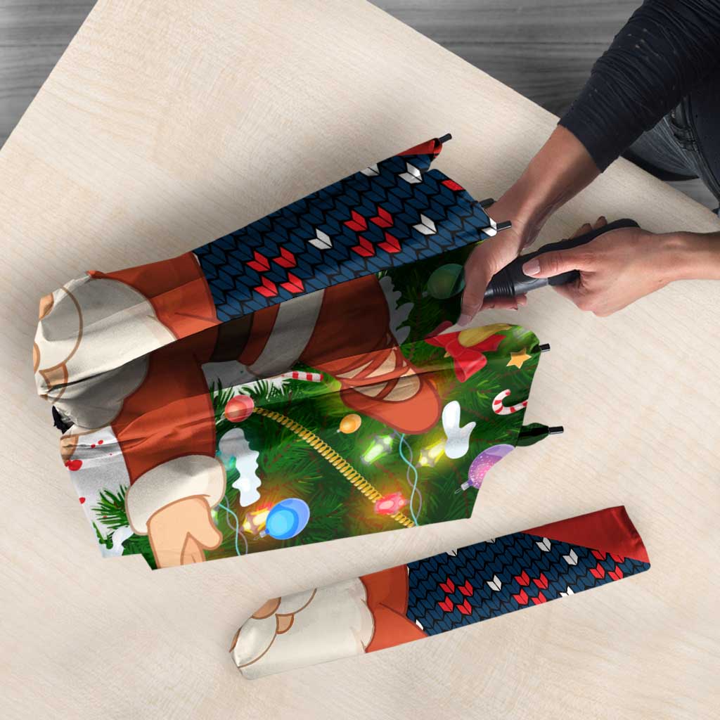 Russia Christmas Umbrella with Dancing Santa Christmas Tree Lights and Red Snowflake - Wonder Print Shop