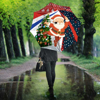 Russia Christmas Umbrella with Dancing Santa Christmas Tree Lights and Red Snowflake - Wonder Print Shop