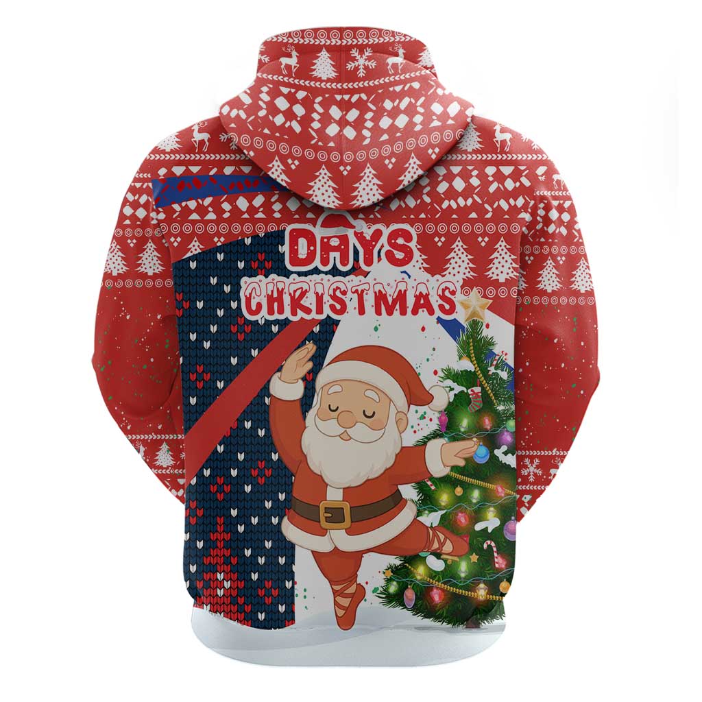 Russia Christmas Zip Hoodie with Dancing Santa Christmas Tree Lights and Red Snowflake - Wonder Print Shop