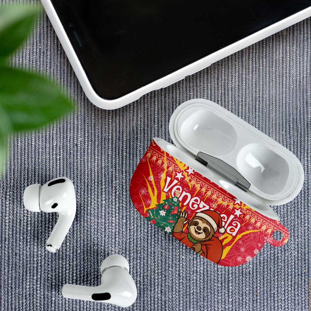 Venezuela Christmas AirPods Case with Santa Sloth Christmas Tree Stars and Red Festive - Wonder Print Shop