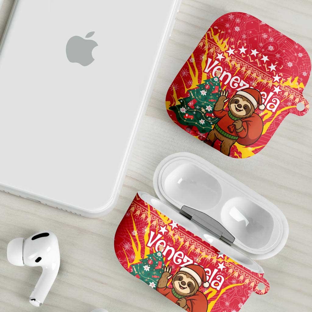 Venezuela Christmas AirPods Case with Santa Sloth Christmas Tree Stars and Red Festive - Wonder Print Shop