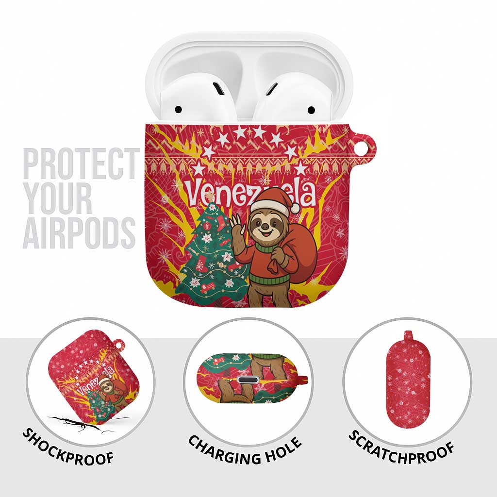 Venezuela Christmas AirPods Case with Santa Sloth Christmas Tree Stars and Red Festive - Wonder Print Shop