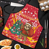Venezuela Christmas Apron with Santa Sloth Christmas Tree Stars and Red Festive - Wonder Print Shop
