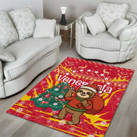 Venezuela Christmas Area Rug with Santa Sloth Christmas Tree Stars and Red Festive - Wonder Print Shop