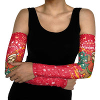 Venezuela Christmas Arm Sleeves with Santa Sloth Christmas Tree Stars and Red Festive - Wonder Print Shop